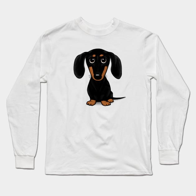 Cute Wiener Dog | Black and Tan Dachshund Long Sleeve T-Shirt by Coffee Squirrel